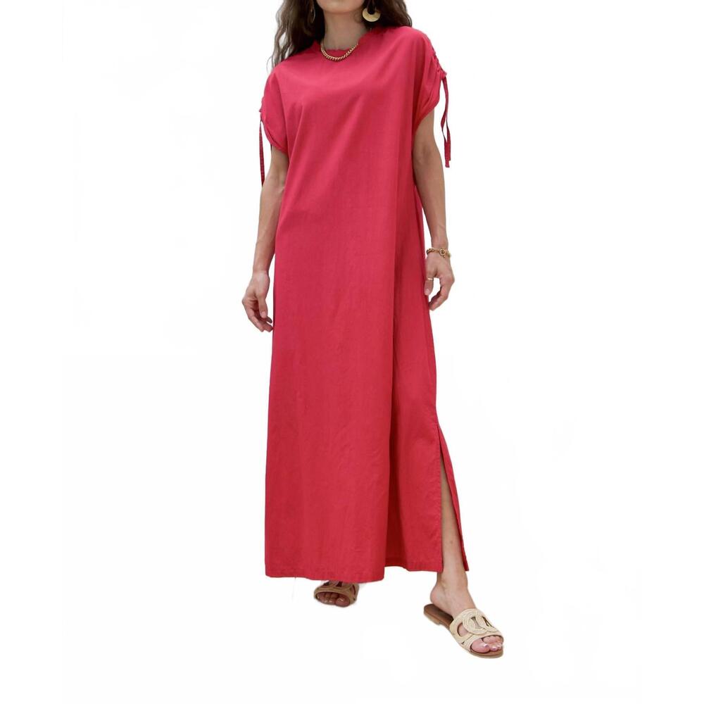 NEW EXVOTO cam poplin maxi dress in raspberry